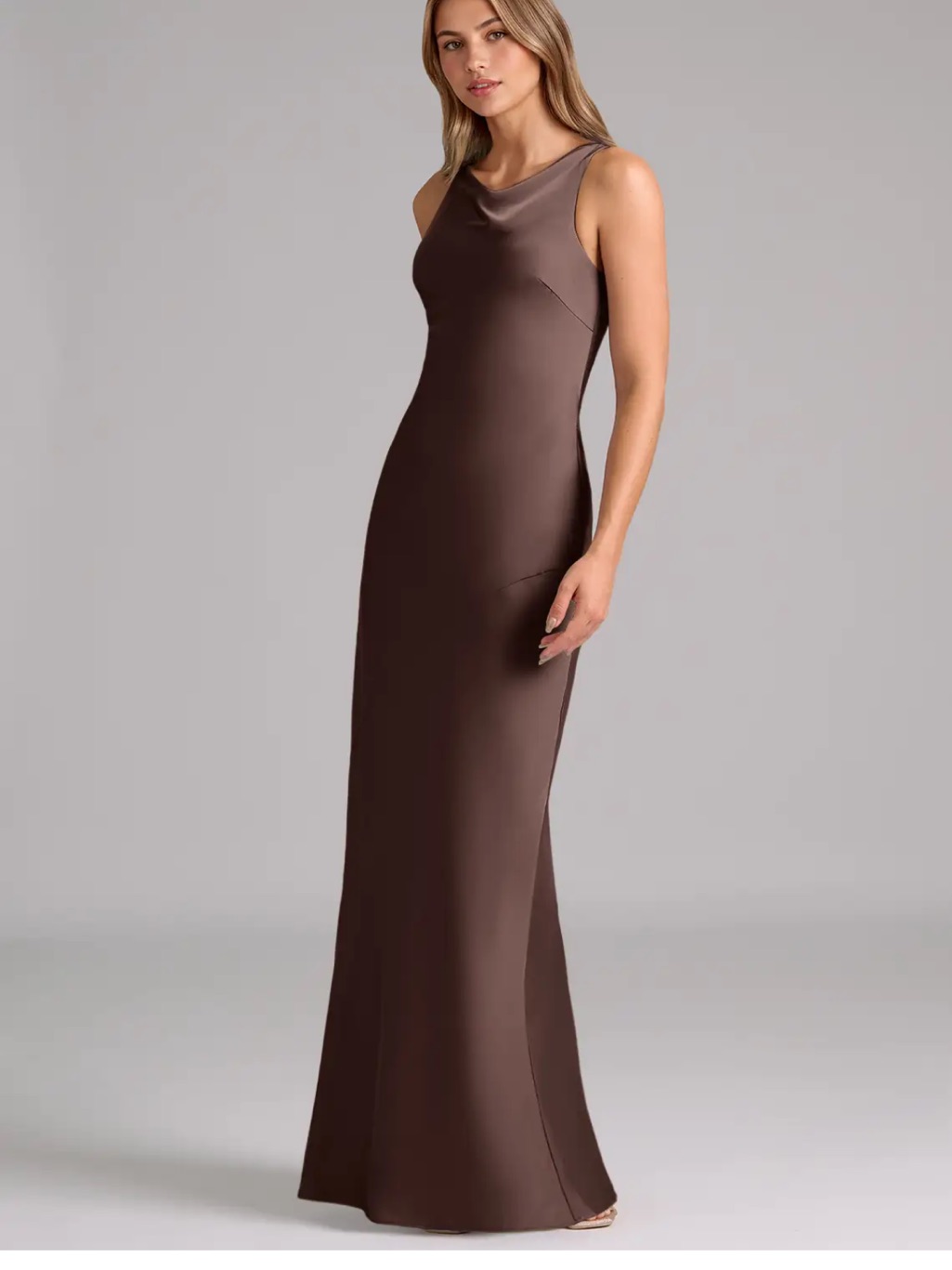 Azazie Allettie Ganache Stretch Satin Dress